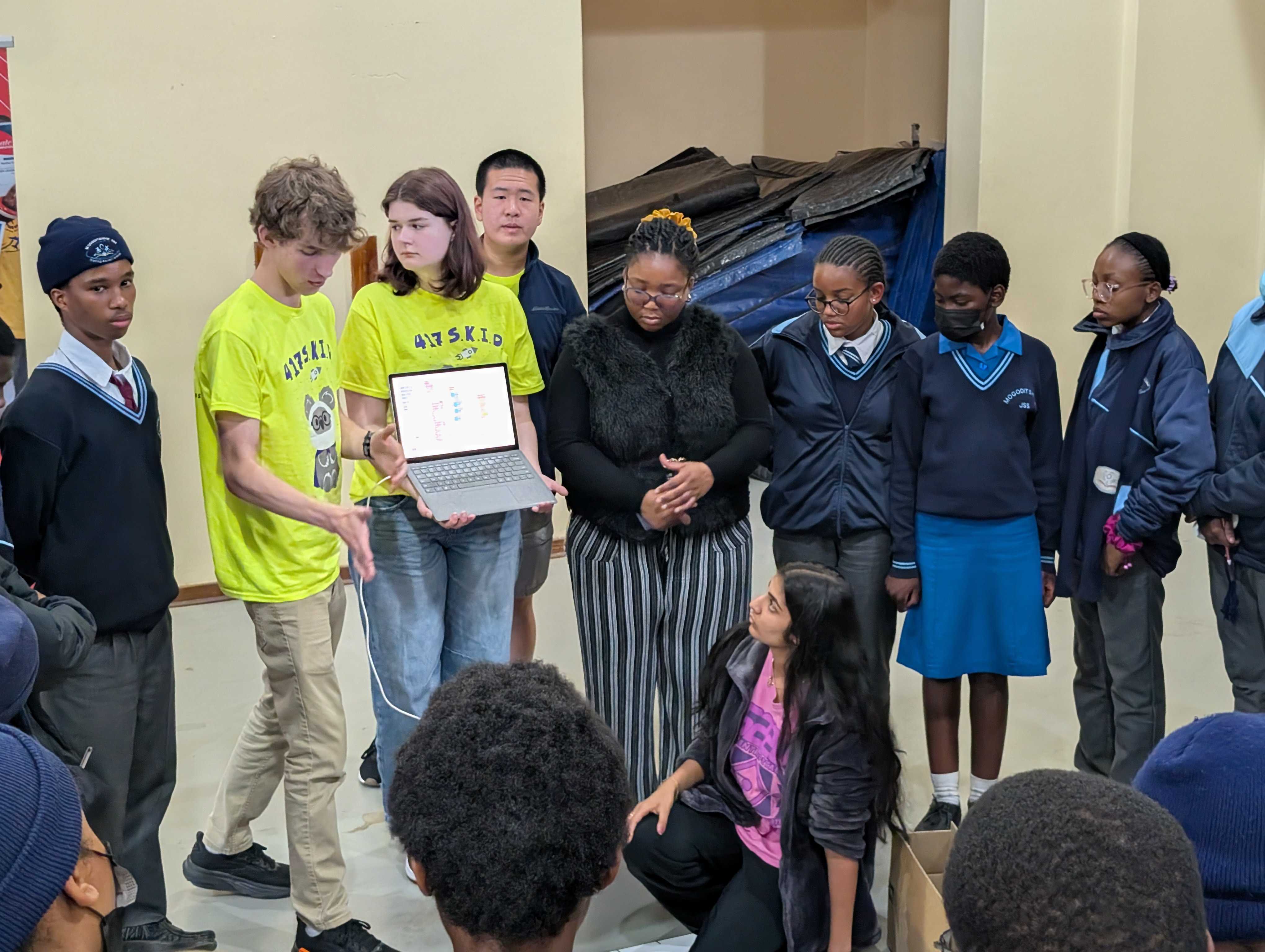Eric explaining in the Mogoditshane Senior Secondary School
