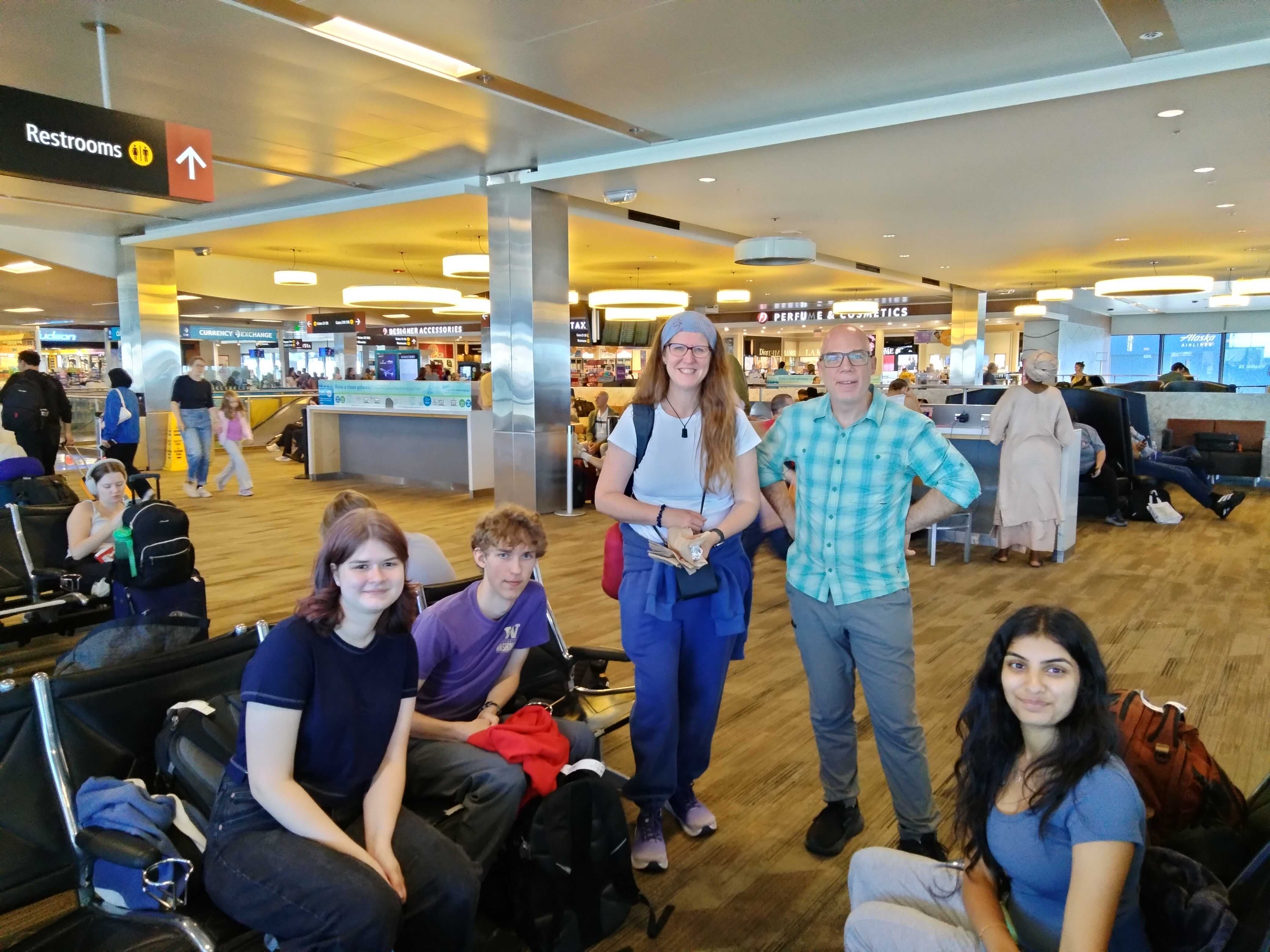 Group photo in the Seattle-Tacoma International Airport